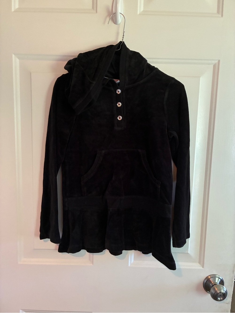 Gymboree Black Velcet Hooded Button-Front Sweater